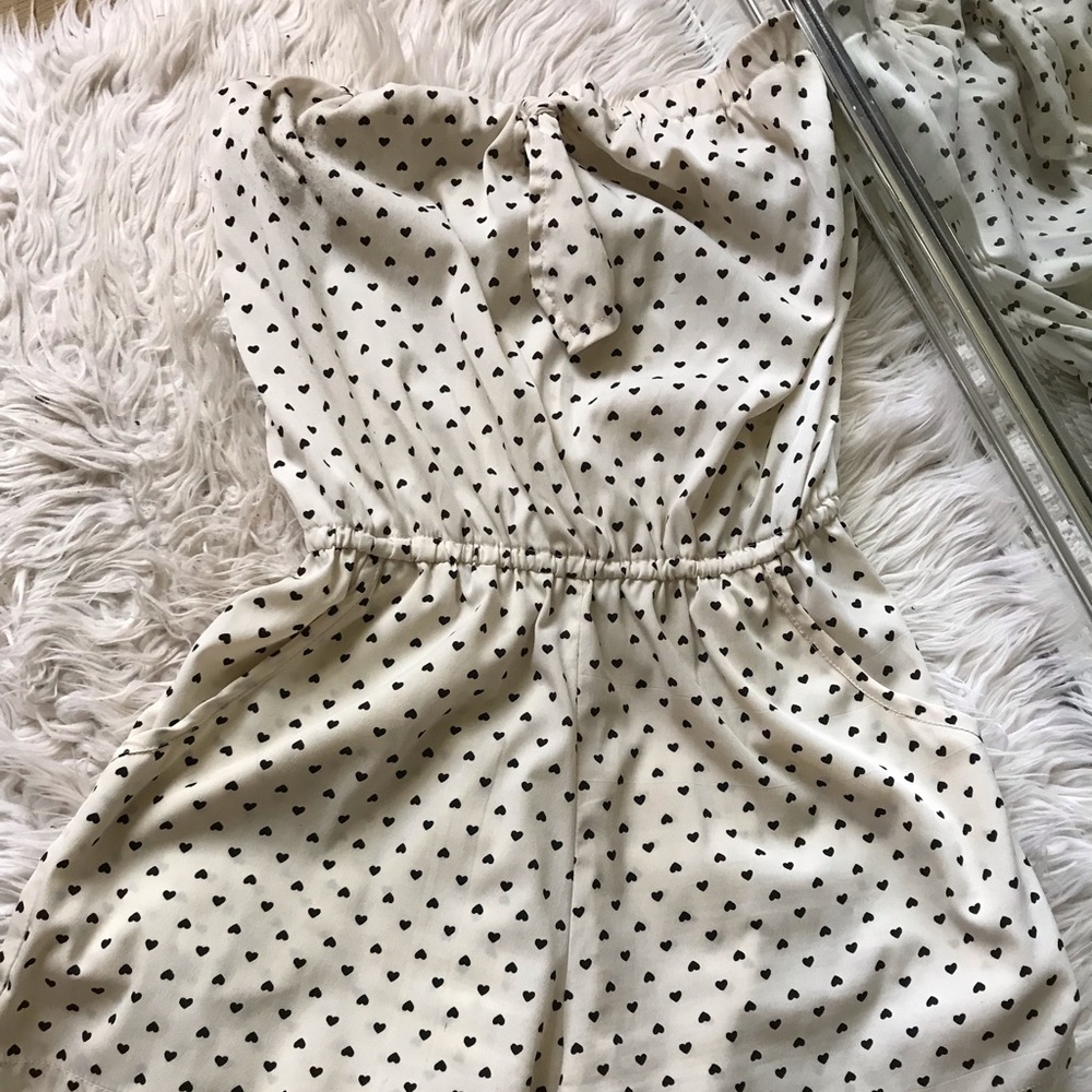 White Black Heart Romper